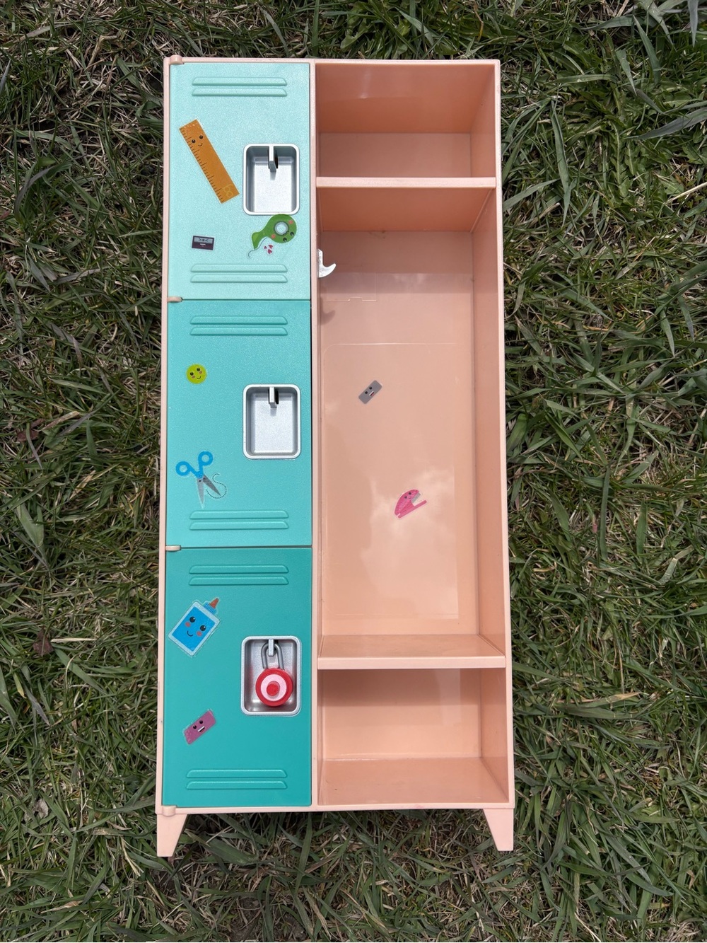 Our Generation Teal and Peach Doll Locker Storage Cabinet